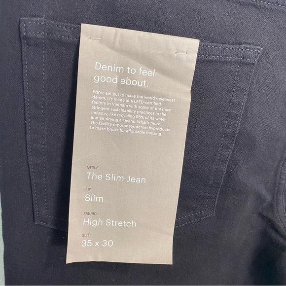 Everlane The‎ Slim Performance Jean Black Sz 35X30 - Picture 4 of 5